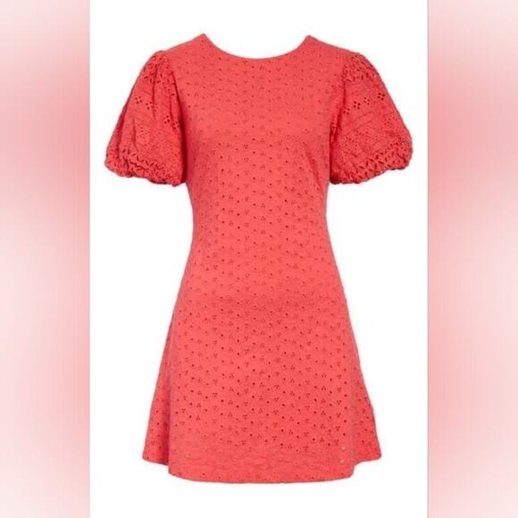 NEW Free People Apricot Rose Puff Sleeve Eyelet Dress - Picture 4 of 10